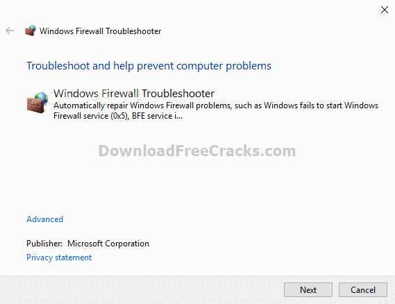 Windows Firewall Troubleshooter